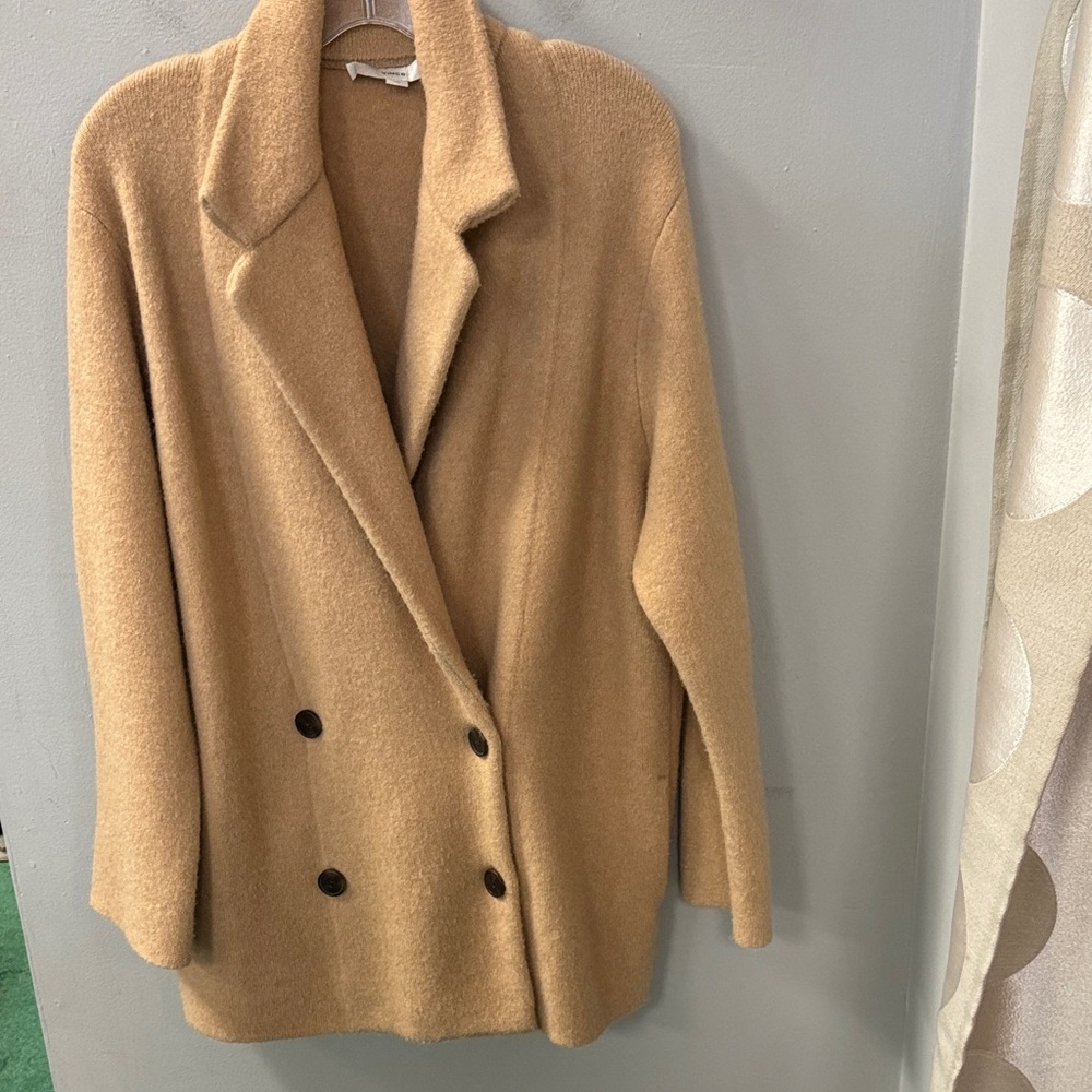 Vince Classic Camel Double-Breasted Pea Coat